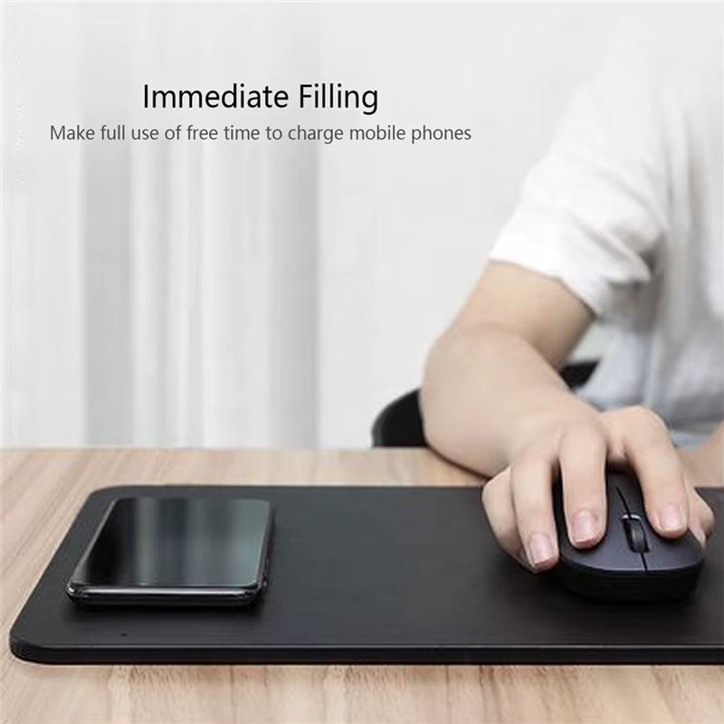Fast Charger PU Leather Wireless Charging Mouse Pad Wireless Charger Mousepad with Wireless Charger with QI CE Rohs