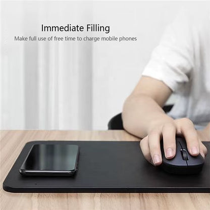 Fast Charger PU Leather Wireless Charging Mouse Pad Wireless Charger Mousepad with Wireless Charger with QI CE Rohs