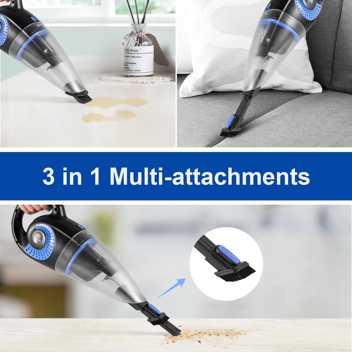 Strong Suction Car Vacuum & Hand Vacuum, Handheld Vacuum Cordless, Rechargeable Handy Vac