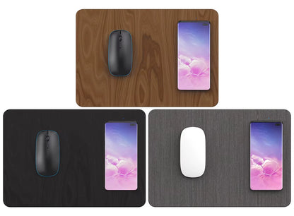 Fast Charger PU Leather Wireless Charging Mouse Pad Wireless Charger Mousepad with Wireless Charger with QI CE Rohs