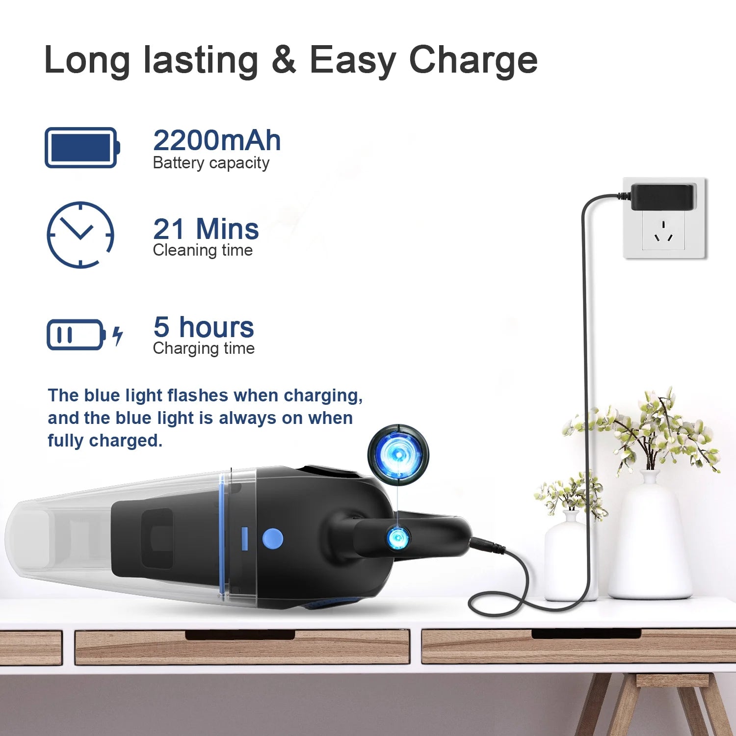 Strong Suction Car Vacuum & Hand Vacuum, Handheld Vacuum Cordless, Rechargeable Handy Vac