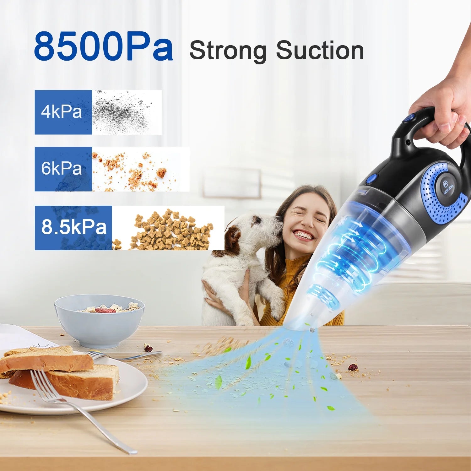 Strong Suction Car Vacuum & Hand Vacuum, Handheld Vacuum Cordless, Rechargeable Handy Vac