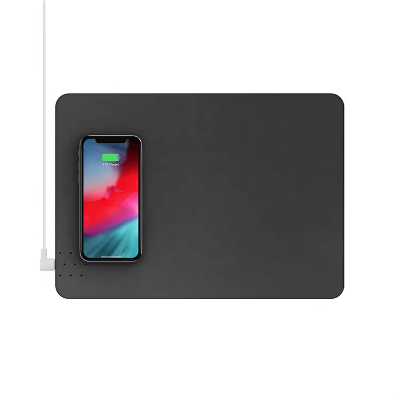Fast Charger PU Leather Wireless Charging Mouse Pad Wireless Charger Mousepad with Wireless Charger with QI CE Rohs
