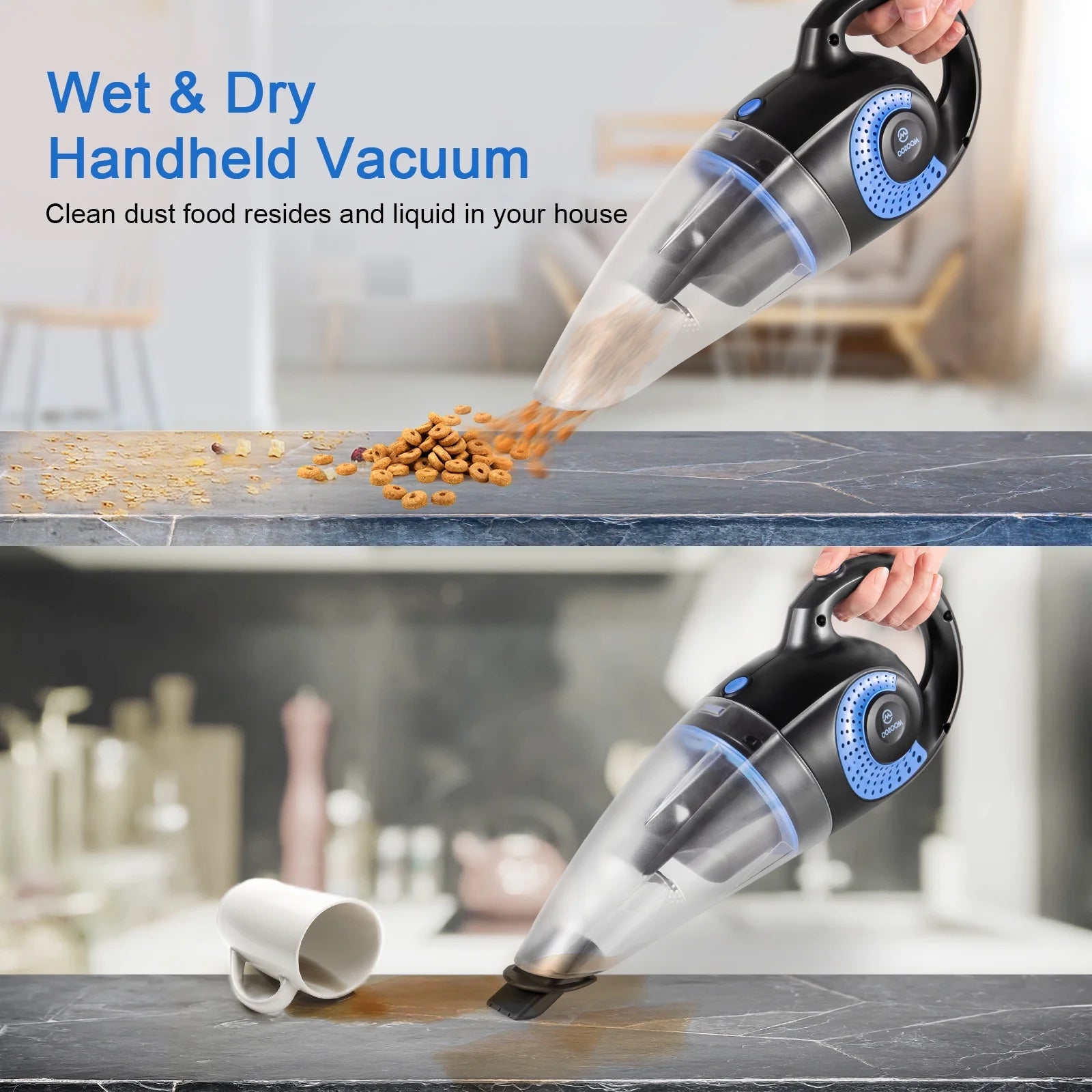 Strong Suction Car Vacuum & Hand Vacuum, Handheld Vacuum Cordless, Rechargeable Handy Vac