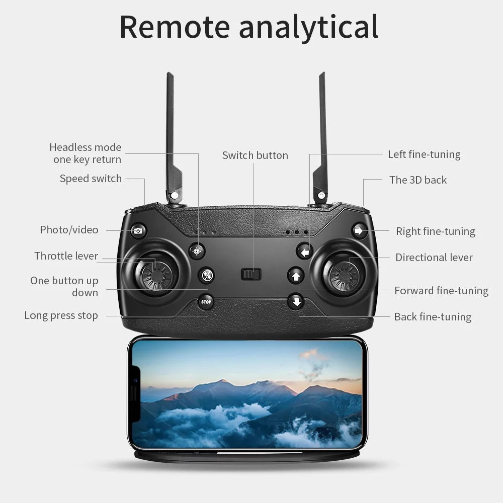 E88 Drone with 4K HD Dual Camera for Adults Kids, RC Quadcopter with 2 Modular 2000Mah Batteries for 30 Mins Long Flight, Black