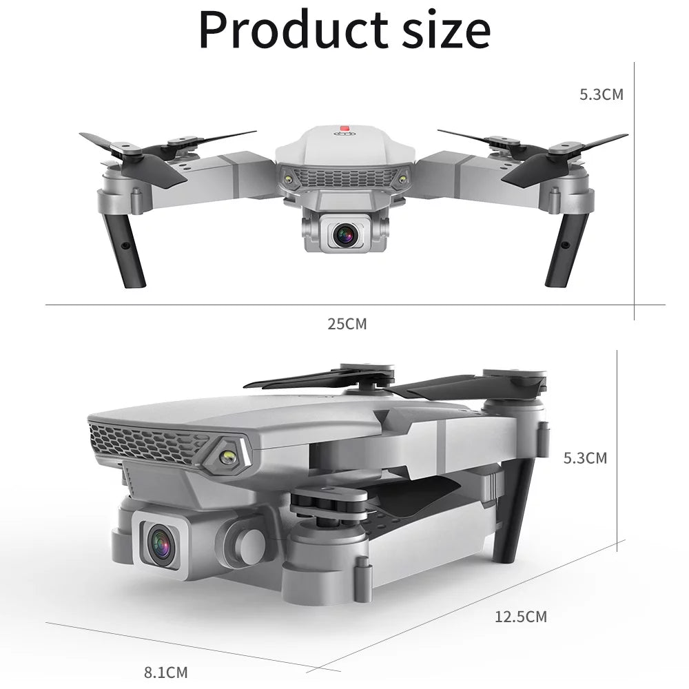 E88 Drone with 4K HD Dual Camera for Adults Kids, RC Quadcopter with 2 Modular 2000Mah Batteries for 30 Mins Long Flight, Black